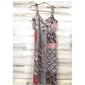 Rachel Zoe Womens 4 Multi Linen Patchwork Paisley Sleeveless Boho Midi Dress